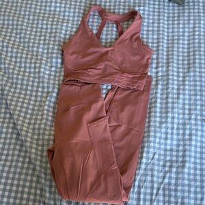 Pink Sports Bra and Leggings Set
